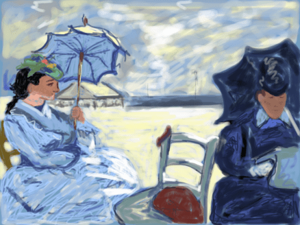 Kelise Franclemont, study of Monet's 'the beach at Trouville', 2011, digital drawing (Brushes), in National Gallery.