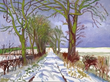 David Hockney, 'Winter tunnel with snow', 2006, digital drawing in 'A Bigger Picture' at Royal Academy. Image courtesy Design Week magazine.