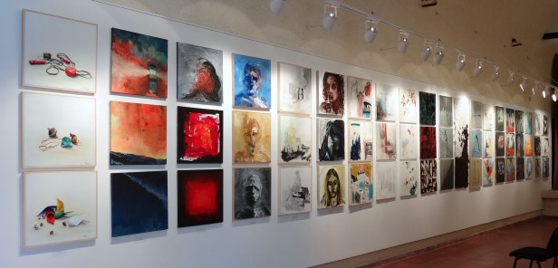 Installation view of 'Art for All - Communication' in Magaro Gyzi Hall, Fira, Santorini, Greek Islands. Photo courtesy Kelise Franclemont.