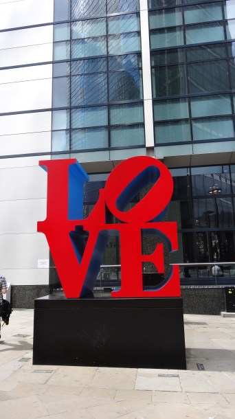 'LOVE', Robert Indiana, in 'Sculpture in the City 2013', City of London. Photo courtesy Kelise Franclemont.