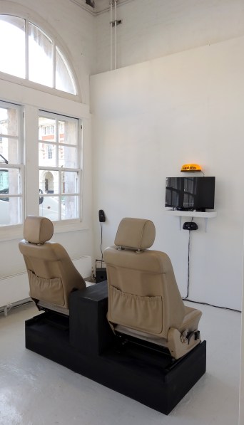 Kelise Franclemont, 'Taxi Driver Dialogue, on Highway 1, halfway between Jerusalem and Tel Aviv', 2013, in 'Hype', at Chelsea College of Art and Design, London. Photo credit Kelise Franclemont.