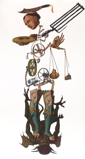 Preparatory drawing by Michael Landy for 'Multi-Saint', 2013, in 'Saints Alive' at National Gallery, London. Photo courtesy the artist and www.newstatesman.com