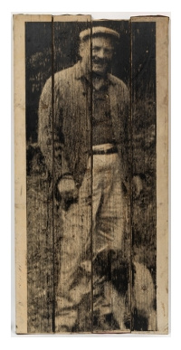 Clare McCormack, 'Dead Labour/Dead Labourer', 2013, scaffolding plank and woodblock print in Threadneedle Prize at Mall Galleries, London (winner). Photo courtesy the artist.