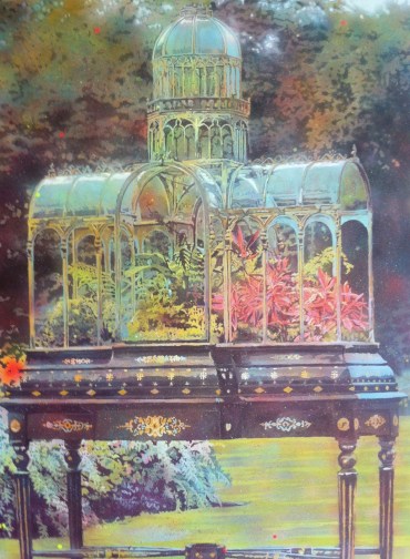 Jasmine Leonard, 'Terrarium', 2013, oil, spraypaint and acrylic on board, at Sloupe in London. Image courtesy the artist and Sloupe.