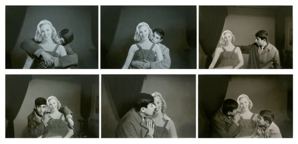 Akram Zaatari, 'Two boys posing with Gevaert film advertisement', 2007, series of 6 silver prints, in 'On Photography People and Modern Times' , at Thomas Dane gallery, London. Image courtesy the artist and Thomas Dane gallery.