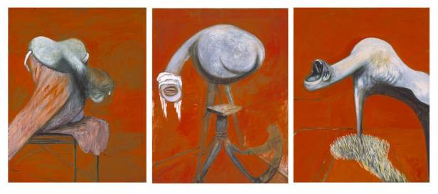 Francis Bacon, 'Three studies for figures at the base of a Crucifixion', 1944, in 'BP Walk through British art', at Tate Britain. Image courtesy Tate Britain.