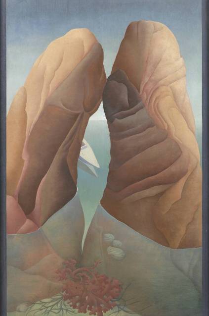 Ithell Colquhoun, 'Scylla', 1938, oil paint on board in 'BP Walk through British art', at Tate Britain. Image courtesy Tate Britain.