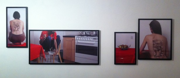 Hetain Patel, from series 'Eva', 2012, digital photographs on archival paper, in 'At Home' at Pumphouse Gallery, London. Photo credit Kelise Franclemont.