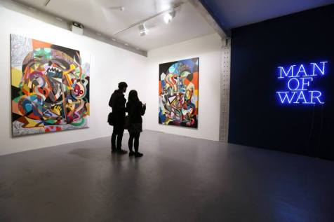 Athier, installation view, 'Man of War' at Edge of Arabia, London. Image courtesy Edge of Arabia.