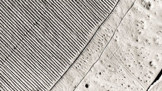 Jananne al-Ani, 'Aerial IV', 2011, production stills from the film 'Shadow Sites II', in 'Excavations' at Hayward Project Space, London. Photo credit: Adrian Warren. Image courtesy