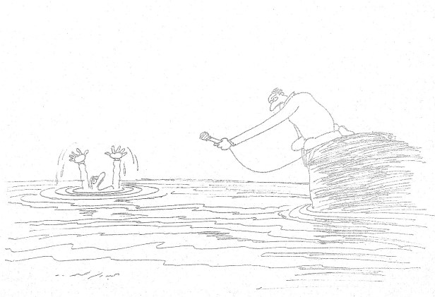 Abdul Raheem Yassir, miscellaneous cartoons (untitled), 2003-13, ink on paper, in 'Welcome to Iraq' at South London Gallery, London. Image courtesy cwbibliotheek.wordpress.com