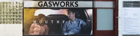 Mouthfeel billboard on the exterior of Gasworks, Vauxhall, London. Image courtesy gasworks.org.uk