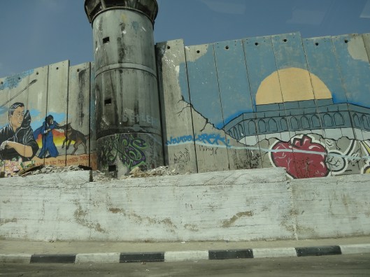 The wall adjacent to Aida refugee camp situated near Bethlehem. Photo credit Tom Butler.