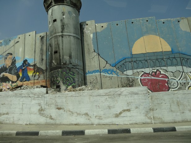 The wall adjacent to Aida refugee camp situated near Bethlehem. Photo credit Tom Butler.