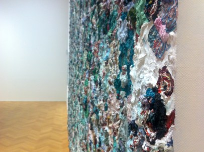 Zhang Huan, detail, oil on linen, in 'Spring Poppy Fields', 2011-2014 at Pace Gallery, London. Photo credit Kelise Franclemont.