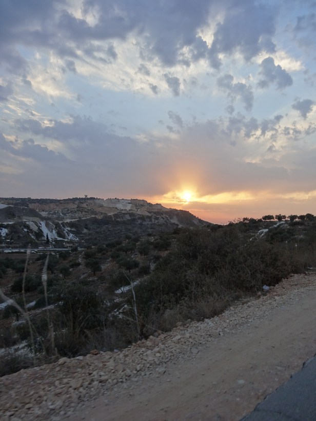 Sunset over Jenin, West Bank, Palestine.