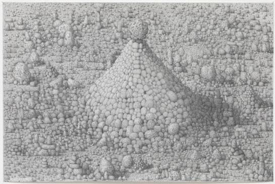 Paul Noble, 'Cathedral', 2011, pencil on paper in 'Welcome to Nobson', at Gagosian Gallery, London. Image courtesy afasiaarq.blogspot.com