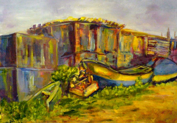 Majdal Nateel, 'Gaza', date unknown, acrylic on canvas. Image courtesy the artist and ArtWanted.com