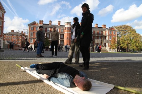 Julian McSweeney, documentation of painting and performance, 2013, at Chelsea College of Arts, London. Image courtesy the artist.