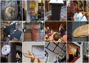 12 artists in 'Collaborationem', 2014, St Saviour's Church, Pimlico. Image courtesy the artists and Kelise Franclemont.