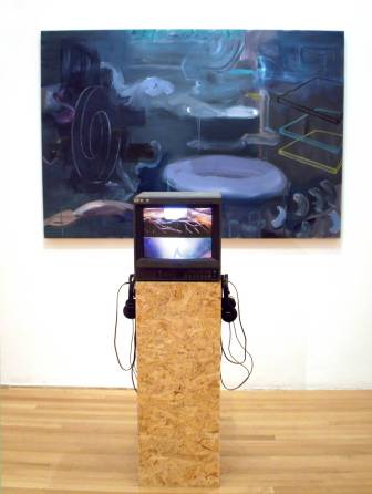 Verity Birt, 'Backward Looking Future', 2014, mixed media installation, digital and analogue looped excerpt 'The Land Before Time 1988', audio 'One herd had only a single baby, the last hope for the Future'. Image courtesy the artist.