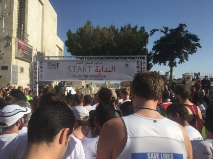 The starting line, the Palestine Marathon 2015, Bethlehem, Palestine (Occupied Territories). Photo credit Kelise Franclemont.