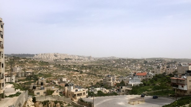 View of Bethlehem and settlement of Homat Schmuel (centre left), Palestine Marathon 2015, Bethlehem, Palestine (Occupied Territories). Photo credit Kelise Franclemont.