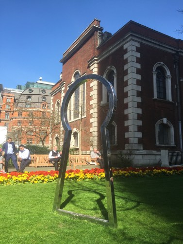 Jim Lambie, 'Secret Affair (Silver)', steel, in 'Sculpture in the City 2014', London. Photo credit Kelise Franclemont.