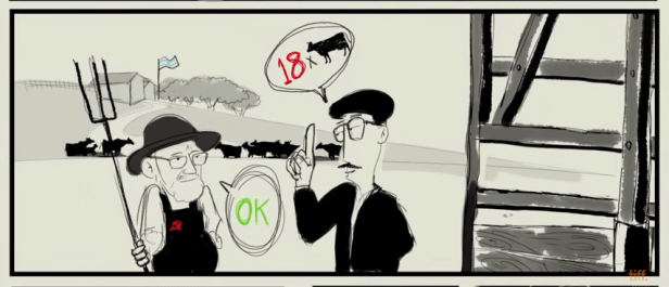 Screenshot from 'The Wanted 18', 2014, directed by Amer Shomali and Paul Cowan. Image courtesy http://www.wanted18.com/