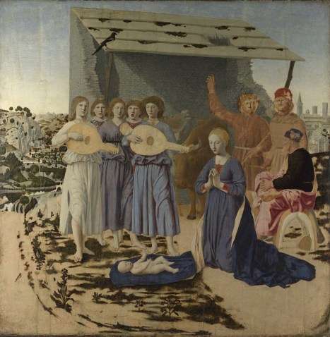 Piero della Francesca, about 1415/20 - 1492, The Nativity, 1470-5, Oil on poplar, 124.4 x 122.6 cm. http://www.nationalgallery.org.uk/paintings/NG908