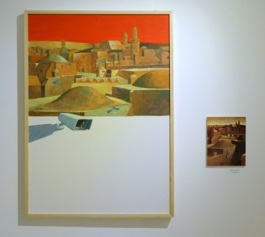 Bashar Khalaf, 'Shadow of the shadow', 2014, oil on canvas, in 'Suspended Accounts', Qalandiya International 2014 biennial art fair in Ramallah Municipal Hall, Palestine. Photo credit Kelise Franclemont.