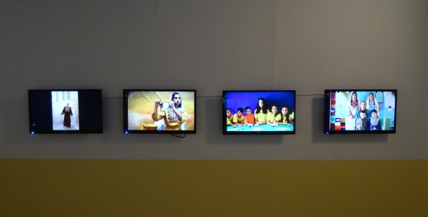 Noor Abu Arafeh, 'Observational desire on a memory that remains', 2014, mixed media installation, in 'Suspended Accounts' in Qalandiya International 2014 biennial art fair in Ramallah Municipal Hall, Palestine. Photo credit Kelise Franclemont.