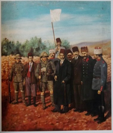 Nicola Saig, 'Husseini Surrender', 1918, oil on canvas. Image courtesy Khalid Shoman Foundation, Amman, in 'Palestinian Art' by Kamal Boullata.