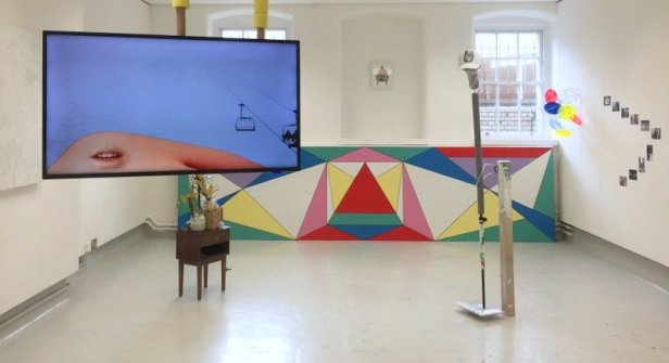 Installation view, 'Fast Forward/Rewind' at Punctum Gallery, Chelsea College of Arts, London. Photo credit Kelise Franclemont.