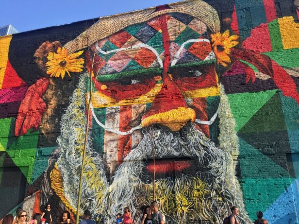 Eduardo Kobra, 'Etnias [Ethnicities]', 2016, mural 620-feet long (detail), at Praça Mauá port, Rio de Janeiro. Photo: Kelise Franclemont.