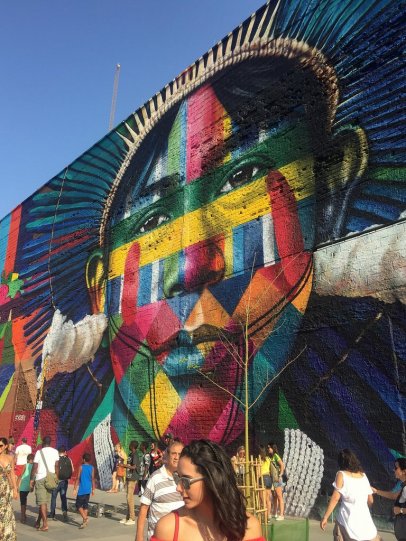 Eduardo Kobra, 'Etnias [Ethnicities]', 2016, mural 620-feet long (detail), at Praça Mauá port, Rio de Janeiro. Photo: Kelise Franclemont.