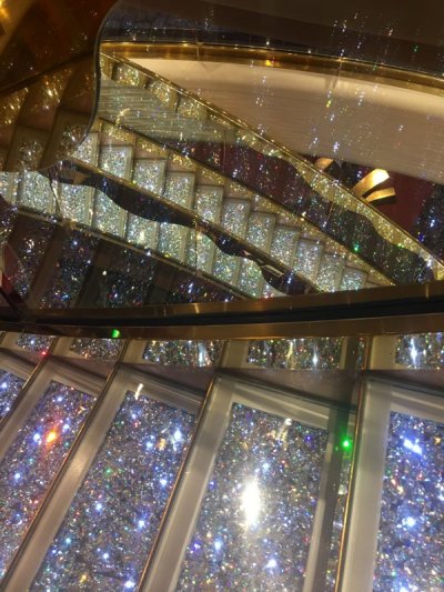 Detail of Swarovski staircase, aboard MSC Splendida, 2016. Photo credit Kelise Franclemont.