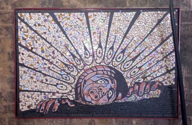 Southbank Mosaics group, after William Blake, 2007-2014, in 'Blake's Lambeth', Carlisle Lane, Waterloo, London. Photo credit Kelise Franclemont.