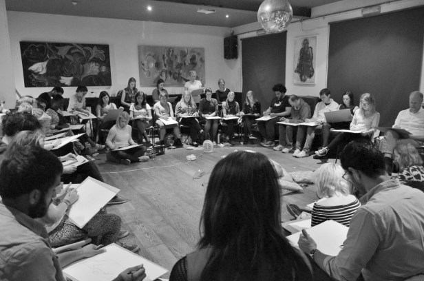 Drink-and-Draw at The Exhibit. Image courtesy www.danwhiteson.com