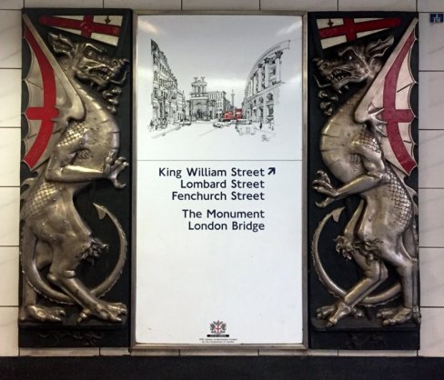 City of London dragons, Underground station at Monument. Photo credit Kelise Franclemont.